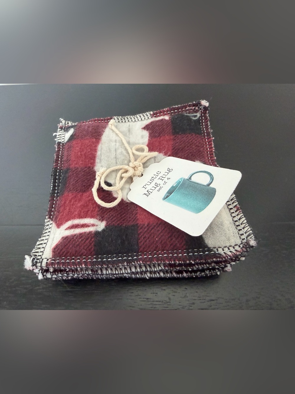 Plush Red Plaid Mug Rug Set - Cozy Table Accents